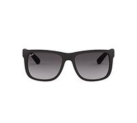 Ray - Ban Uomo Ray - Ban RB4165 JUSTIN 601/8G Occhiali da sole Iniettato Nero Grigio Squadrata Normale Sfumato