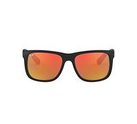 Ray-Ban Justin RB4165 Non-Polarized- Occhiali da Sole Unisex, Nero (Cornice: Nero, Lente: Rosso con mirroring 622 / 6Q), 51 mm