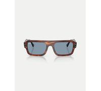 Ray-Ban - Lukas - Occhiali da sole rettangolari havana a righe con lenti blu-Marrone L