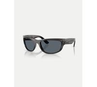 Ray-Ban - Mega Balorama - Occhiali da sole rettangolari grigi a righe con lenti blu-Grigio M