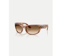 Ray-Ban - Mega Balorama - Occhiali da sole rettangolari marroni rigati-Marrone M