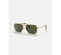 Ray-Ban - New Caravan - Occhiali da sole squadrati color oro con lenti verdi XL