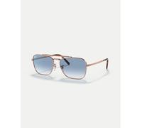 Ray-Ban - New Caravan - Occhiali da sole squadrati color oro rosa con lenti blu M