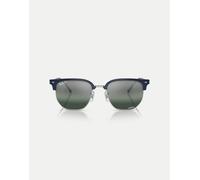 Ray-Ban - New Clubmaster - Occhiali da sole blu su argento con lenti polarizzate argento a specchio XL
