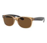 Ray-Ban New Wayfarer RB2132 945/57 Polarized, Polarizzato, Marrone, Nylon, Uomini occhiali da sole 55