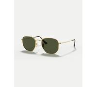 Ray-Ban - Occhiali da sole polarizzati di forma esagonale irregolare piatta color oro con lenti verdi M