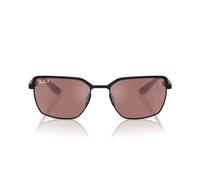 Ray-Ban Occhiali da sole quadrati Rb3743m Chromance Scuderia Ferrari Collection, Nero su Nero/Viola, Specchio D'argento, Polarizzato, 58 mm