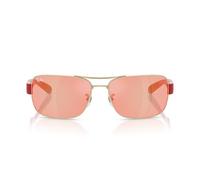 Ray-Ban Occhiali da sole quadrati Rb3763m, Argento/Marrone, Specchio, Rosso/Giallo, 64 mm