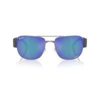 Ray-Ban Occhiali da sole Rb3756ch Chromance Square, Gunmetal/Grigio Polarizzato, Blu a specchio, 56 mm