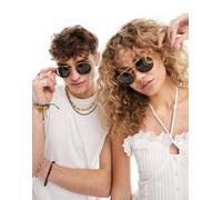 Ray-Ban - Occhiali da sole rotondi neri e oro in misto acetato e metallo One Size
