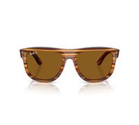Ray-Ban Occhiali da sole unisex Rbr0501s Boyfriend Reverse, A righe Havana/Marrone Scuro Polarizzato, 56 mm