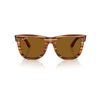 Ray-Ban Occhiali da sole unisex Rbr0502s Wayfarer Reverse, Avana, Strisce, Marrone Scuro, Polarizzato, 50 mm