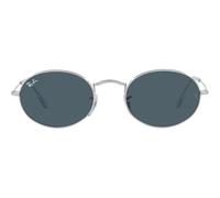 Ray-ban Oval Rb 3547 Occhiali Da Sole Unisex Argento Rotondo Blu 51mm