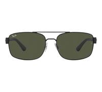 Ray-ban Rb 3687 Occhiali Da Sole Uomo Nero Geometrico Verde 61mm