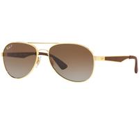 Ray - Ban Unisex RB3549 001/T5 Occhiali da sole Metallo Oro Marrone Pilot Polarizzata Sfumato