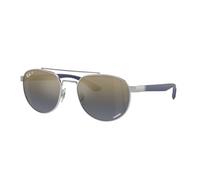 Ray-Ban Rb3736ch Chromance Occhiali da sole rotondi, Specchio polarizzato sfumato oro argento/blu, 56 mm