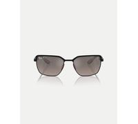 Ray-Ban - Rb3743m Scuderia Ferrari Collection - Occhiali da sole squadrati nero su nero con lenti polarizzate grigie specchiate XXL
