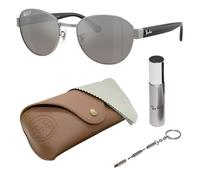 Ray-Ban RB3766CH CHROMANCE Occhiali da sole quadrati per uomo e donna con kit ufficiale Rayban Eyewear Kit, design classico senza tempo, Montatura canna di fucile lucido | Lente cromata argento a