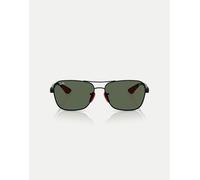 Ray-Ban - Rb8336m Scuderia Ferrari Collection - Occhiali da sole squadrati nero opaco con lenti verdi XL