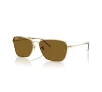 Ray-Ban RBR0102S Caravan Reverse Occhiali da sole, Oro/Marrone Scuro Polarizzato, 58 mm