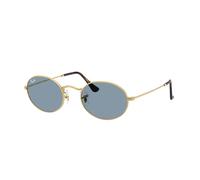 Ray - Ban Unisex Ray - Ban RB3547 OVAL 001/56 Occhiali da sole Metallo Oro Blu Rotonda Normale