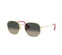 Ray - Ban Unisex Ray - Ban RB3548N HEXAGONAL 001/71 Occhiali da sole Acciaio Oro Grigio Geometrica Normale Sfumato