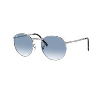 Ray - Ban Unisex Ray - Ban RB3637 NEW ROUND 003/3F Occhiali da sole Metallo Argento Blu Pantos Normale Sfumato