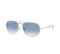 Ray - Ban Unisex Ray - Ban RB3735 BAIN BRIDGE 003/3F Occhiali da sole Metallo Argento Blu Pilot Normale Sfumato