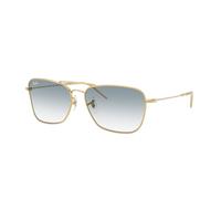 Ray - Ban Unisex Ray - Ban RBR0102S CARAVAN REVERSE 001/79 Occhiali da sole Metallo Oro Blu Squadrata Normale Sfumato