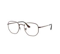 Ray - Ban Unisex Ray - Ban RX6448 HEXAGONAL 2511 Montature da vista Metallo Marrone Trasparente Geometrica Normale