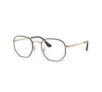 Ray - Ban Unisex Ray - Ban RX6448 HEXAGONAL 3176 Montature da vista Metallo Havana Trasparente Geometrica Normale