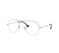Ray - Ban Unisex Ray - Ban RX6489 AVIATOR 2501 Montature da vista Metallo Argento Trasparente Pilot Normale