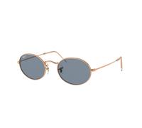 Ray - Ban Unisex RB3547 OVAL 9202S2 Occhiali da sole Metallo Oro Blu Rotonda Polarizzata