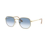 Ray - Ban Unisex RB3548 HEXAGONAL 001/3F Occhiali da sole Metallo Oro Blu Geometrica Normale Sfumato