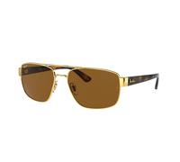 Ray - Ban Uomo Ray - Ban RB3663 001/57 Occhiali da sole Metallo Oro Marrone Geometrica Polarizzata