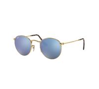 Ray - Ban Uomo RB3447N ROUND METAL 001/9O Occhiali da sole Metallo Oro Blu Rotonda Normale Sfumato