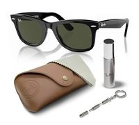 Ray-Ban Wayfarer RB2140 SET OCCHIALI da sole | Custodia esclusiva e kit di cura | Black/G-15 Green