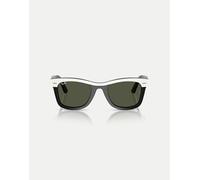 Ray-Ban - Wayfarer Street Neat - Occhiali da sole squadrati bianco su nero con lenti verdi M