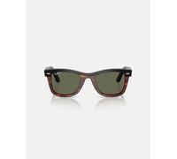 Ray-Ban - Wayfarer Street Neat - Occhiali da sole squadrati neri su Havana con lenti verdi polarizzate-Nero M