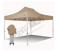 RAY BOT. 3x4.5 Gazebo richiudibile in alluminio con gambo esagonale da 45mm linea professionale. Tessuti impermeabili. Gazebo Pieghevole (Senza Teli Laterali, Beige)