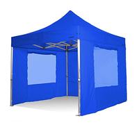 RAY BOT. Gazebo 3x3 SUPER PROFESSIONALE in alluminio gambo da 55mm esagonale. Tessuti 500G metro in PVC. Omologato ignifugo e corredato di certificazioni (Teli Finestrati Inclusi, Blu)