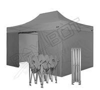 RAY BOT. GAzebo alluminio 3 x 4.5 mt con snodi in alluminio. Palo da 45mm esagonale con bacchette rinforzate. Tessuto da 350g metro impermeabile e idrorepellente (Teli Laterali Inclusi, Grigio)