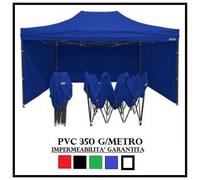 RAY BOT Gazebo Pieghevole 3X4.5 Blu Acciaio + 4 Teli Laterali PVC 350 g Metro