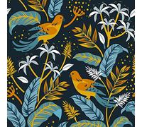 Ray-Velocity Wanweitong Carta da parati tropicale fiori e uccelli autoadesiva per ufficio casa studio decorazione della parete