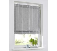 Raya - Tenda a pacchetto con occhielli, colore grigio opaco, leggermente oscurante, a righe, in poliestere, facile da pulire, 45 x 130 cm