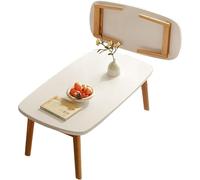 RAYACO Portable Folding Coffee Table Rectangle Small, Floor Sitting Low Table Small Space Minimalist Japanese Tatami Room, for Bedroom, Living room, Balcony, No Assembly(White,100cm)