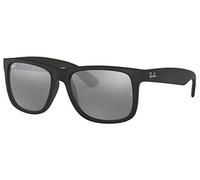 Rayban Mod. 4165 Sun Justin 622/6G 54 Occhiali da sole rettangolari 54, gomma nero/grigio specchiato argento, Gomma Nero/Grigio-argento a specchio, 54