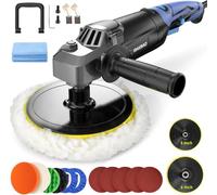 RAYBAO Lucidatrice a buffer rotativa da 1200 W 7"/6", lucidatrice a velocità variabile 1600-3500 RPM, manico staccabile, kit ammortizzatori e lucidatrici per auto per dettagli auto, lucidatura,