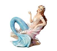 Rayberro Statuetta a forma di sirena, in resina, 12 cm, statua mediterranea della principessa mediterranea, ornamento per casa, ufficio, scrivania, libreria, decorazione da collezione, per acquario