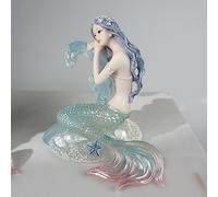 Rayberro Statuette a forma di sirena in cristallo da 12 cm, in resina trasparente, decorazione da principessa mediterranea, decorazione per casa, ufficio, scrivania, libreria, sirena, statuette da